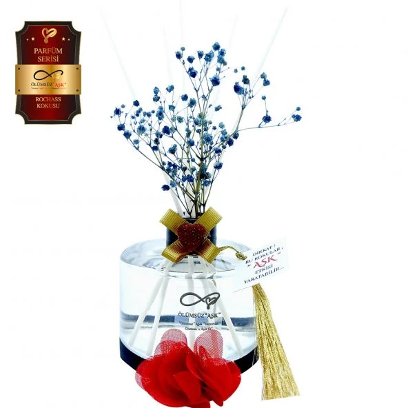 Ölümsüz Aşk Parfüm Serisi Rochass Kokulu 5 x 200 ml Silindir Şişe Bambu Çubuklu Ortam Kokusu - 1