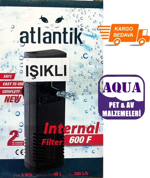 ArtAkua 600F İç Filtre Led Işıklı 5 W 300 L/H - Akvaryum İç Filtresi - 2