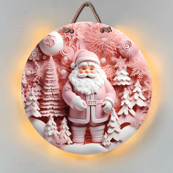 Bebeloya Yılbaşı Led Işıklı Kapı Süsü Noel Baba Ahşap Hediyelik