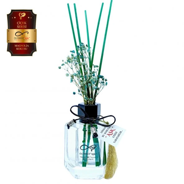 Ölümsüz Aşk Çiçek Serisi Magnolia Kokulu 5 x 120 ml Köşeli Şişe Bambu Çubuklu Ortam Kokusu ürün görseli 1