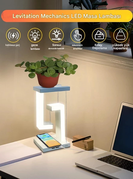 QASUL Kablosuz Şarj Cihazı Masa Lambası, Çift USB Bağlantı Noktası ve 3 Işık Modu Dokunmatik Lamba, Ofis, Yatak Odası, Oturma - 2