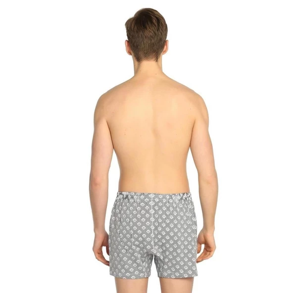 12 Adet Kota Desenli Erkek Penye Boxer 1004 - Resim 2