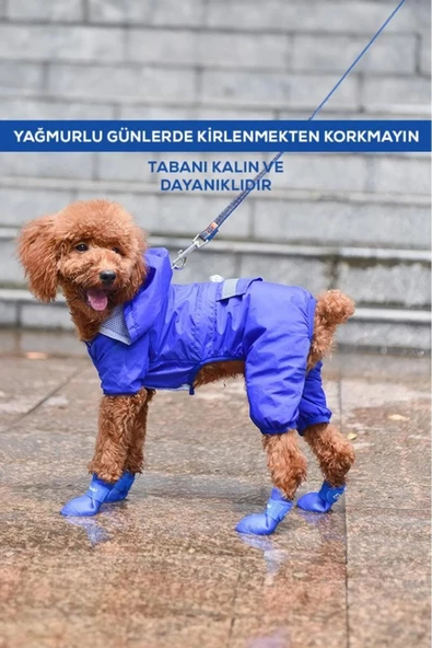 Kedi ve Köpekler İçin Pati Ayakkabısı, Silikon Kaymaz Taban Cırt Cırtlı Pati Ayakkabısı