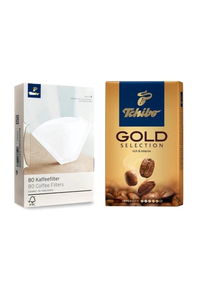 Tchibo Gold Selection Öğütülmüş Filtre Kahve 250 grr & 80'li Beyaz Filtre Kahve Kağıdı