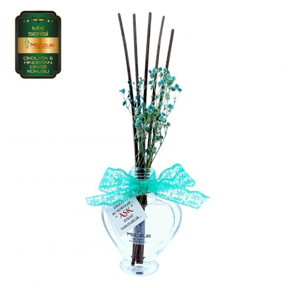 Meczub Mix Serisi Çikolata & Hindistan Cevizi 5 x 60 ml Kalp Şişe Bambu Çubuklu Ortam Kokusu
