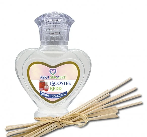 Aşk-ı Sermest Lacosstee Redd Çiçek Aromalı Bambu Çubuklu Oda Kokusu Parfüm, Kalp Şişe, 60 mL, 10 Ad