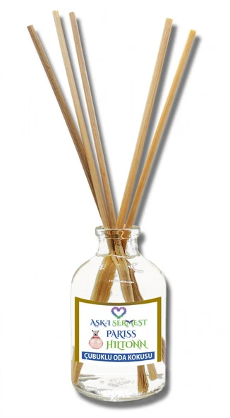 Aşk-ı Sermest Pariiss Hiltonn Çiçek Aromalı Bambu Çubuk Oda Kokusu Parfüm, Oval Şişe, 50 mL , 10 Ad ürün görseli 1