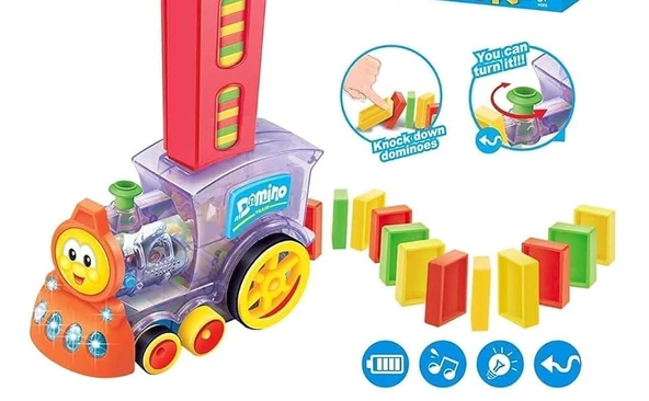 Bebekler ve Çocuklar İçin Eğlence Garantisi! Işıklı, Sesli Domino Dizme Treni - 3