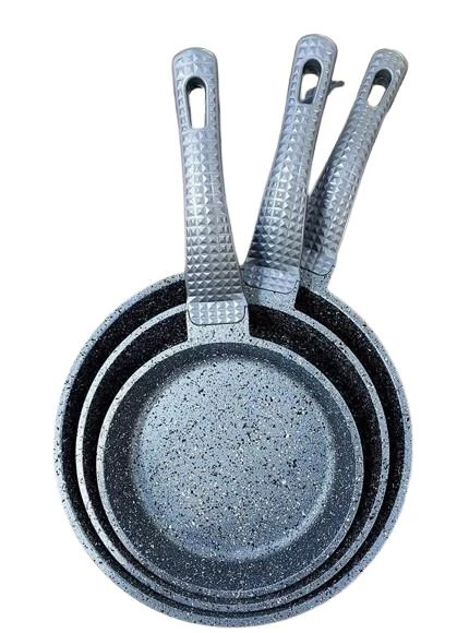 OMS 3737 Fry Pan Döküm Granit 3 Parça Tava Seti Gri (20-24-28 cm) - 3