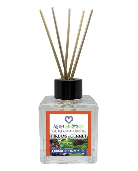 Aşk-ı Sermest Firdevs Cennet Çiçek Aromalı Bambu Çubuklu Oda Kokusu Parfüm,  Küp Şişe,  200 mL, 5 Ad - 1