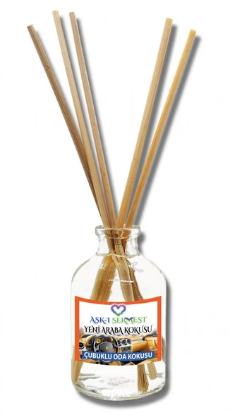 Aşk-ı Sermest Yeni Araba Kokusu Çiçek Aromalı Bambu Çubuk Oda Kokusu Parfüm, Oval Şişe, 100 mL, 5 Ad - 1