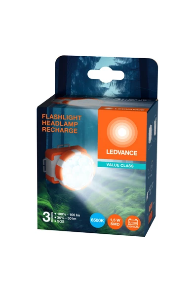 Ledvance Led 1.8W 6500K 100lm IP20 3 Farklı Mod Beyaz Işık Şarjklı Büyük Kafa Lambası ürün görseli 1