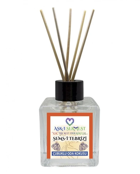 Aşk-ı Sermest Şems-i Tebrizi Çiçek Aromalı Bambu Çubuklu Oda Kokusu Parfüm,  Küp Şişe,  120 mL, 3 Ad - 1