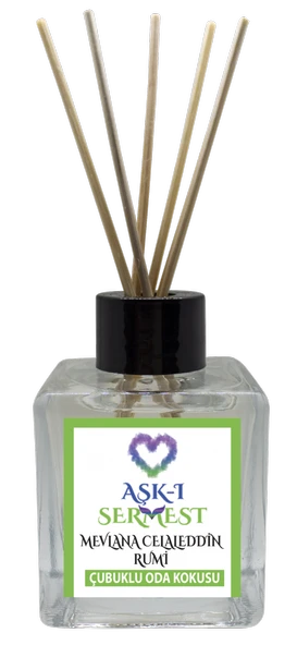 Aşk-ı Sermest Mevlana Celaleddin Rumi Çiçek Aromalı Bambu Çubuk Oda Kokusu Parfüm,Küp Şişe,120ml,5Ad ürün görseli 1