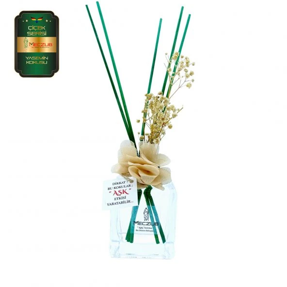 Meczub Çiçek Serisi Yasemin Kokulu 5 x 120 ml küp Şişe Bambu Çubuklu Ortam Kokusu