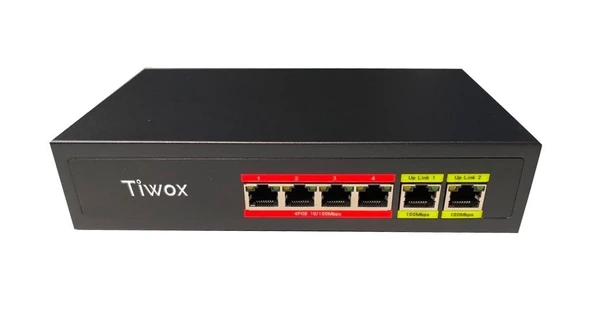 Tiwox TP-4002-POE48W 4 Port 10/100 +2 Port 10/100 RJ45 Uplink POE Switch