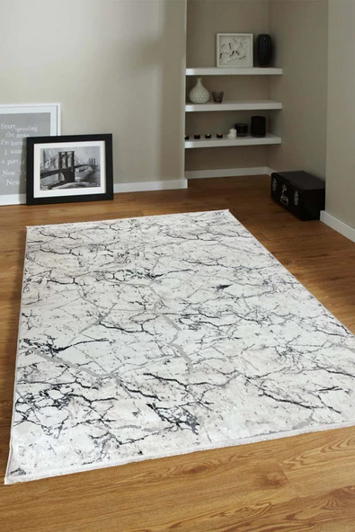 4m2-6m2 Bambu Tarz Modern Sık Dokuma Halı Salon Oturma Odası Mutfak Halısı Antialerjik Beyaz Gri ürün görseli 1