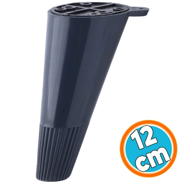 Mobilya Yükseltici Baza Ayağı Koltuk Kanepe Altı Puf Ayakları Açılı Konik 12 cm Antrasit Ayak - 6