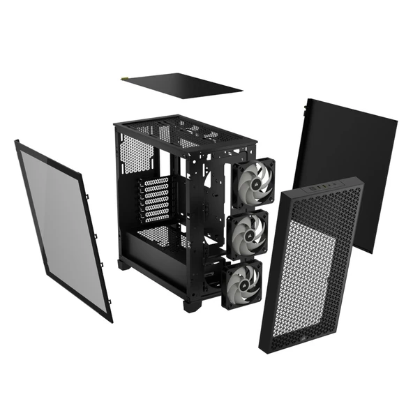 CORSAIR iCUE 3000D AIRFLOW Tempered Glass USB 3.2 Siyah ATX Mid Tower Kasa - Resim 5