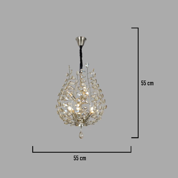 Apliqa Donna Eskitme 55'lik Kristal Taşlı Modern Koridor, Salon Avize - Resim 3