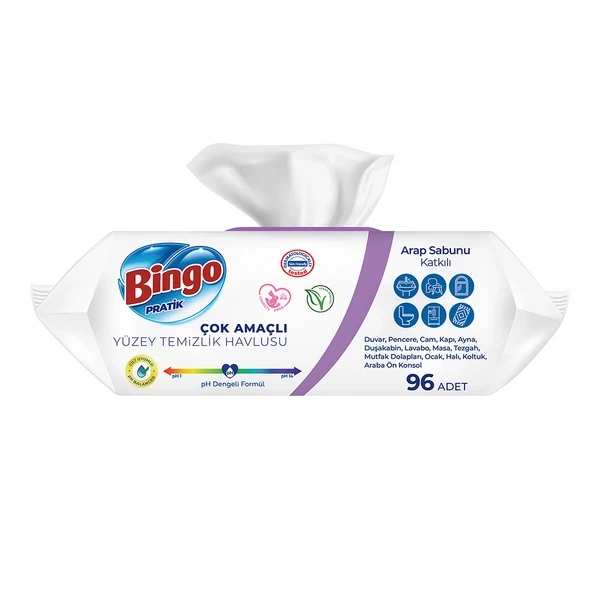 Bingo Pratik Yüzey Temizlik Havlusu Arap Sabunu Katkılı Lavanta 96x3 (288 Yaprak) - Resim 3