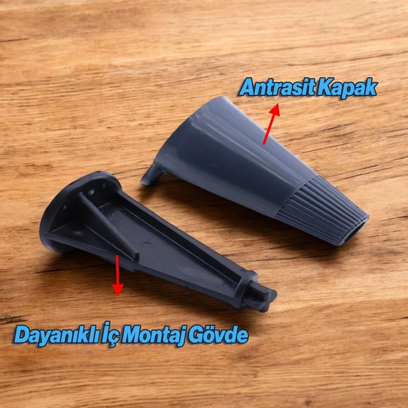Mobilya Yükseltici Baza Ayağı Koltuk Kanepe Altı Puf Ayakları Açılı Konik 12 cm Antrasit Ayak - 2