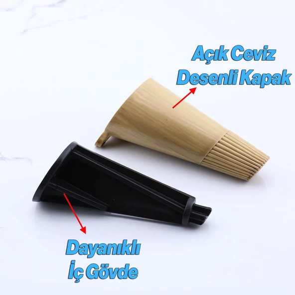 Mobilya Yükseltici Baza Ayağı Koltuk Kanepe Altı Puf Ayakları Açılı Konik 12 cm Açık Ceviz Renk Ayak - Resim 3