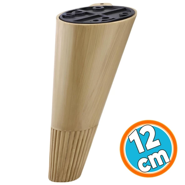 Mobilya Yükseltici Baza Ayağı Koltuk Kanepe Altı Puf Ayakları Açılı Konik 12 cm Açık Ceviz Renk Ayak - Resim 6