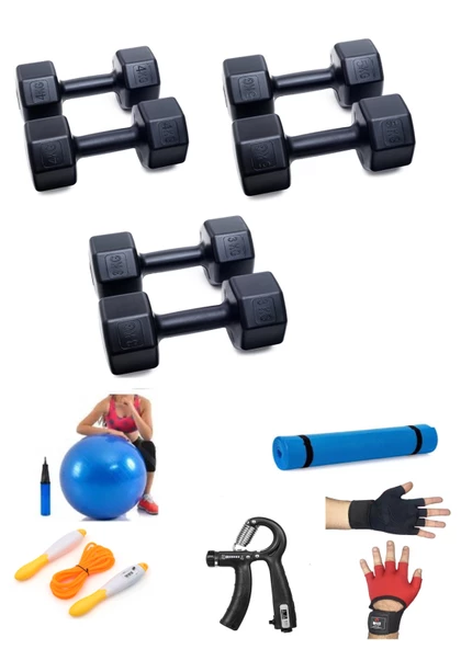 Ps Spor 3 Çift Dambıl Set 3 Kg 4 Kg 5 Kg 5 Çeşit Egzersiz Seti - 1
