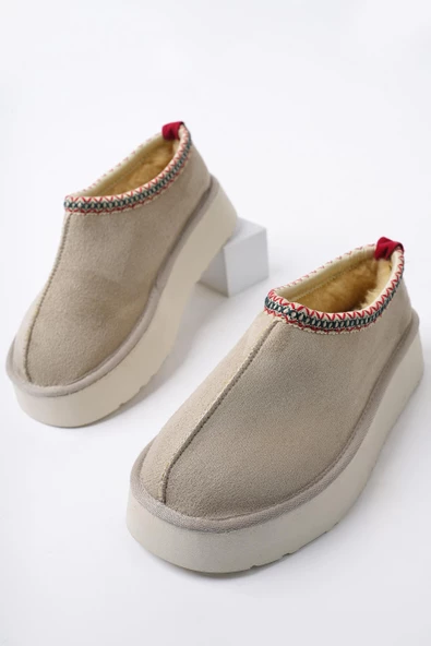 Muggo LİNG Garantili Kalın Taban Içi Tüylü Yuvarlak Burunlu Kadın Terlik - 8