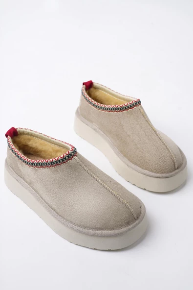 Muggo LİNG Garantili Kalın Taban Içi Tüylü Yuvarlak Burunlu Kadın Terlik - 9