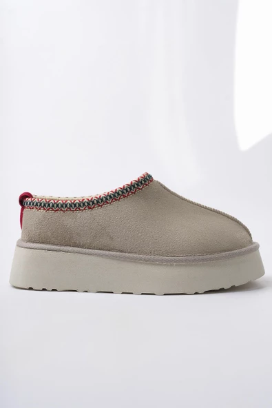 Muggo LİNG Garantili Kalın Taban Içi Tüylü Yuvarlak Burunlu Kadın Terlik - 7