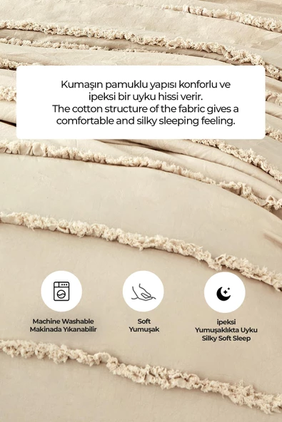 Evlen Home Collection Pamuklu Echos Yatak Örtüsü Takımı Günlük Tek Kişilik 2 Parça Dolgulu El İşi - 5