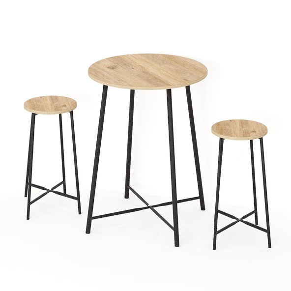 Eportatif Oval 2 Kişilik Yemek Masası Bar Masası Mutfak Çam 1526 - 4