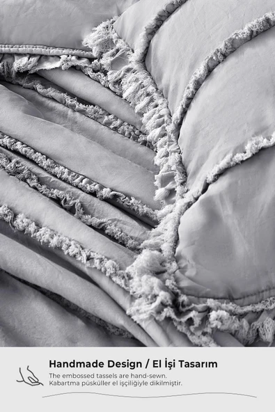 Evlen Home Collection Pamuklu Echos Yatak Örtüsü Takımı Günlük Tek Kişilik 2 Parça Dolgulu El İşi - 9