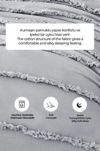 Evlen Home Collection Pamuklu Echos Yatak Örtüsü Takımı Günlük Tek Kişilik 2 Parça Dolgulu El İşi - 12