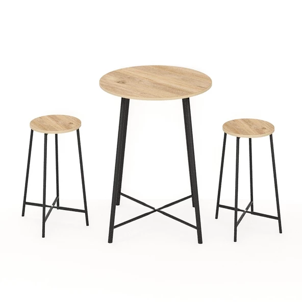 Eportatif Oval 2 Kişilik Yemek Masası Bar Masası Mutfak Çam 1526 - 3