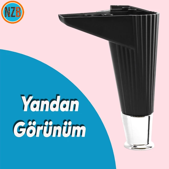 Mobilya Takımı Çekyat Kanepe Sehpa TV Ünitesi Koltuk Ayağı Baza Ayak Siyah Krom 15 cm 4 Adet - 5