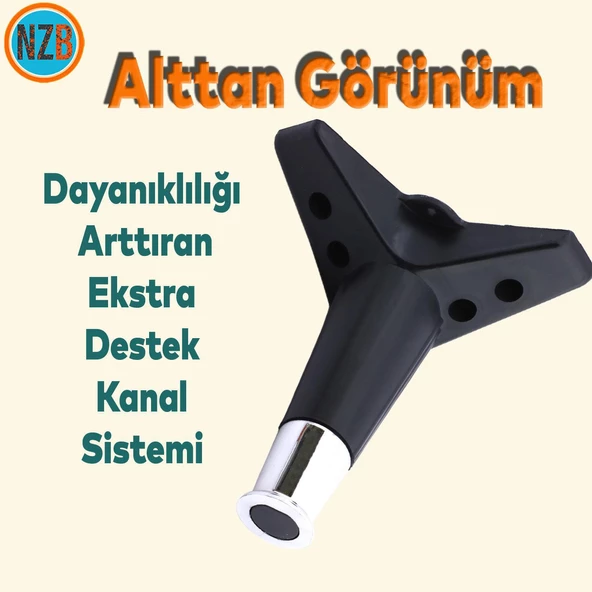 Mobilya Takımı Çekyat Kanepe Sehpa TV Ünitesi Koltuk Ayağı Baza Ayak Siyah Krom 15 cm 4 Adet - 4