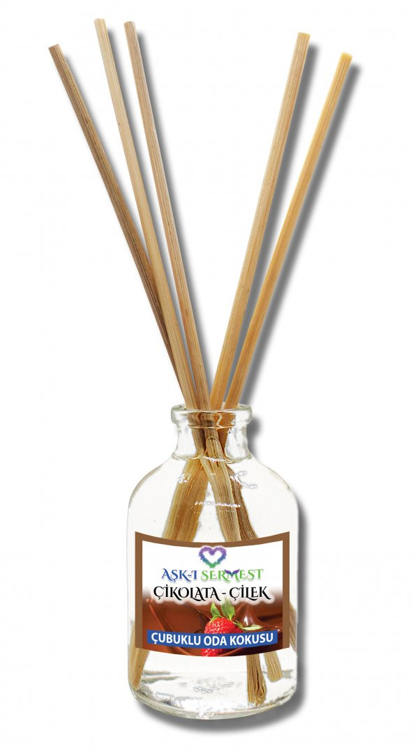 Aşk-ı Sermest Çikolata&Sakız Aromalı Bambu Çubuklu Oda Kokusu Parfüm, Oval Şişe, 100 mL