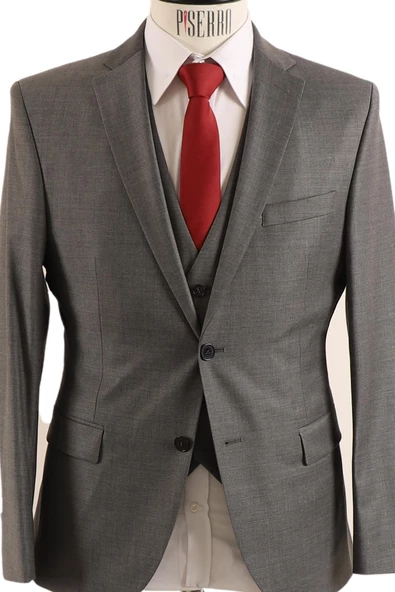 Yelekli Slim Fit Erkek Takım Elbise - 3