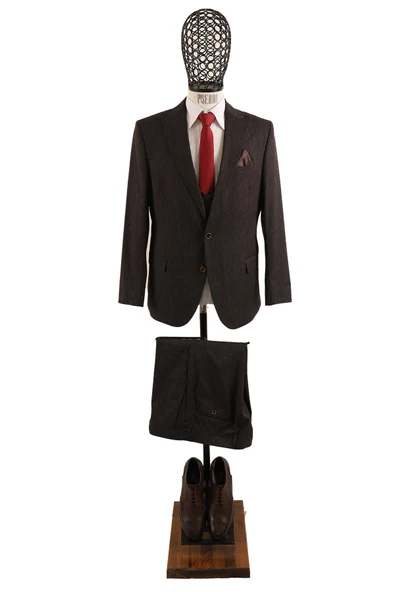 Yelekli Slim Fit Takım Elbise - 2