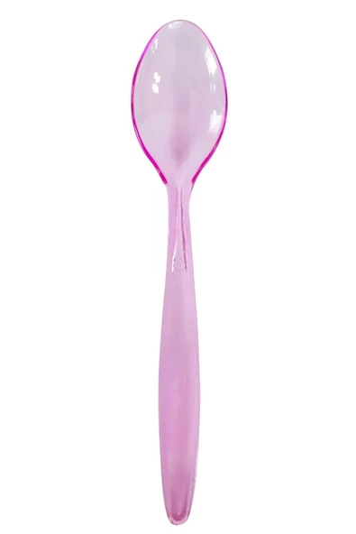 Plastik Şeffaf Pembe Sup Kaşık - Tatlı Dondurma Kaşığı - 12.5 Cm. - 50 Adetlik 10 Paket - Resim 2