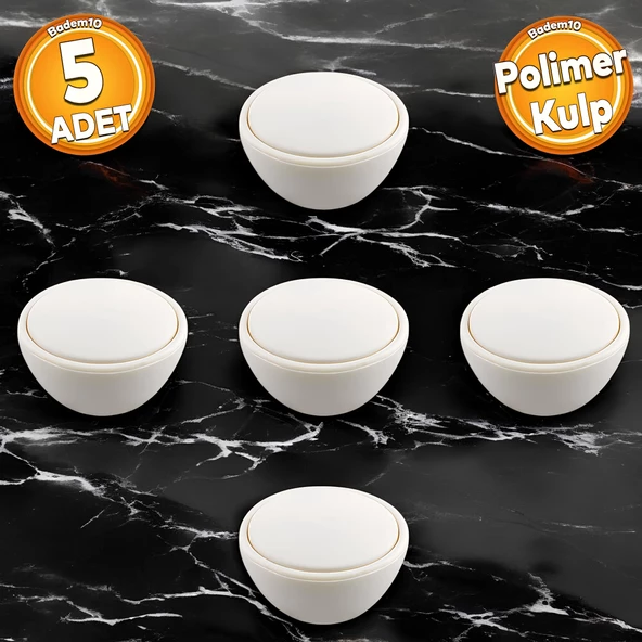 Piyano Polimer Düğme Kulp DışBükey Mat Aytaşı Dolap Mobilya Mutfak Dolabı Çekmece Kulpu Kulbu 5 ADET