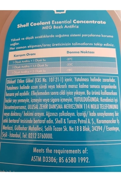 SHELL Coolant Essential Konsantre 3 Litre Mavi Antifriz - 2023 Üretim - Konsantre Mavi Antifiriz - 5