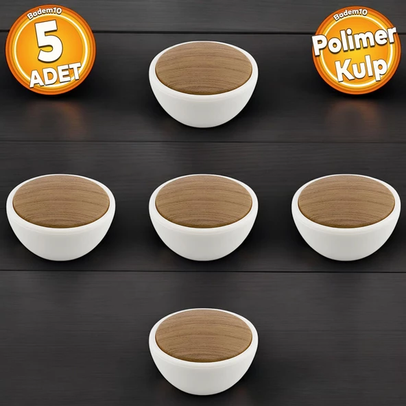 Piyano Polimer Düğme Kulp Dışbükey Aytaşı Ceviz Dolap Mobilya Mutfak Çekmece Kulpu Kulbu 5 ADET