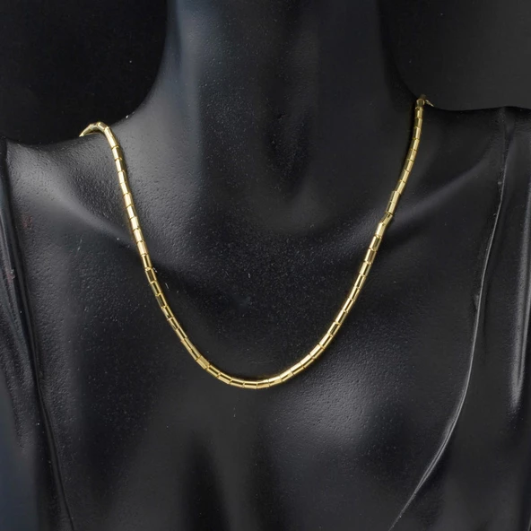 14 Ayar İtalyan Borulu Zincir Altın Kolye - 4