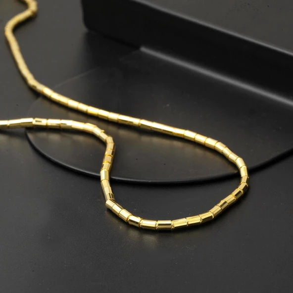 14 Ayar İtalyan Borulu Zincir Altın Kolye - 5