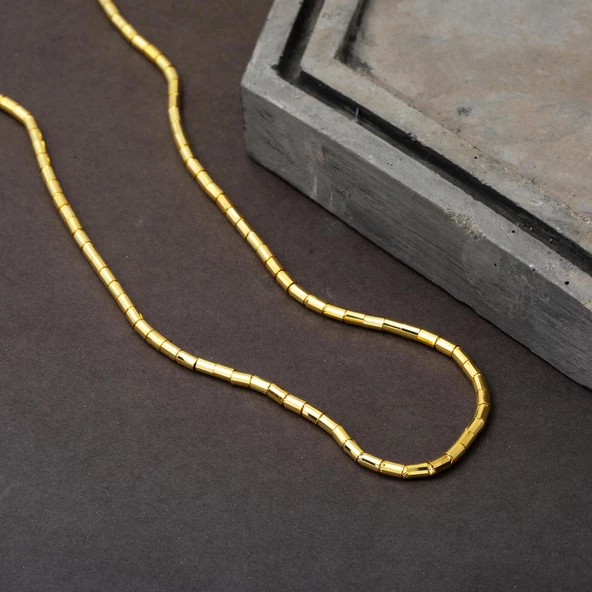 14 Ayar İtalyan Borulu Zincir Altın Kolye - 3