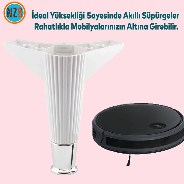 Mobilya Takımı Kanepe Çekyat Sehpa TV Ünitesi Koltuk Ayağı Baza Ayakları Beyaz Krom 15 cm 4 Adet - Resim 5